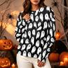 Women's Halloween Long Sleeve Sweatshirt with Pumpkin Print, Round Neck Pullover Top for Casual Daily Wear
