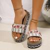 Fashion Ethnic Style Colorful Beaded Flat Slippers for Women 2025 Summer Beach Vacation Sandals Woman Plus Size Non Slip Outdoor Slides