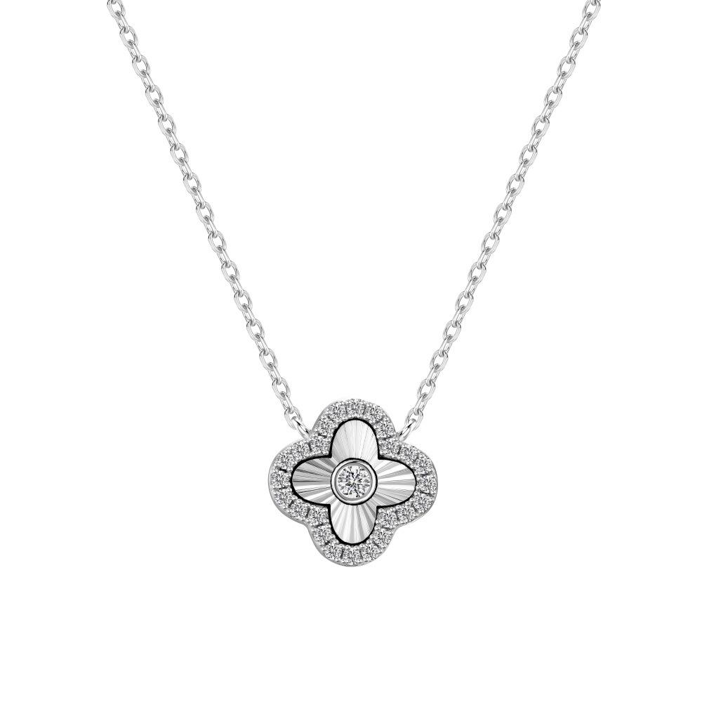 S925 Sterling Silver Four-Leaf Clover Jewelry Set: Sparkling Ring, Bracelet, Earrings, and Necklace for Women