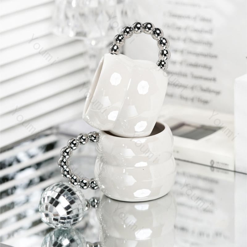 Light Luxury High End Coffee Cups Household Afternoon Tea Ceramic Mug Solid Color Exquisite Breakfasts Milk Cup Unique Tableware