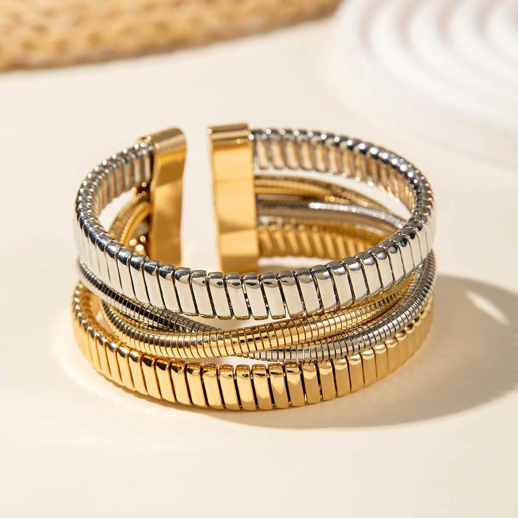 Accessories Hip Hop Punk Style Bracelet Wide Vertical Cross Striped Snake Bone Chain Open Bracelet Wholesale