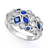 Luxury Vintage Rings for Women with Deep Blue/White Cubic Zirconia  Novel Design Lady's Finger-rings Retro Party Jewelry