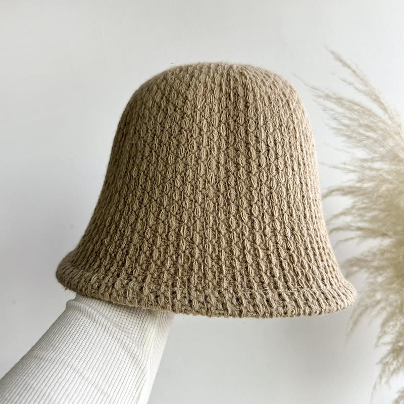Simple Wool Hat Women's New Versatile Temperament Warm Basin Hat Autumn Dome Knitted Bucket Hat