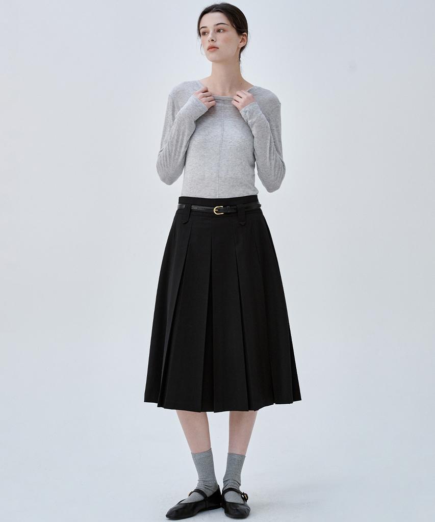 Marop 3113 Pleated Skirt (Black)