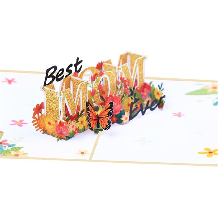 3D Mothers Day Best Mom Greeting Card Wife Festival Blessing Cards