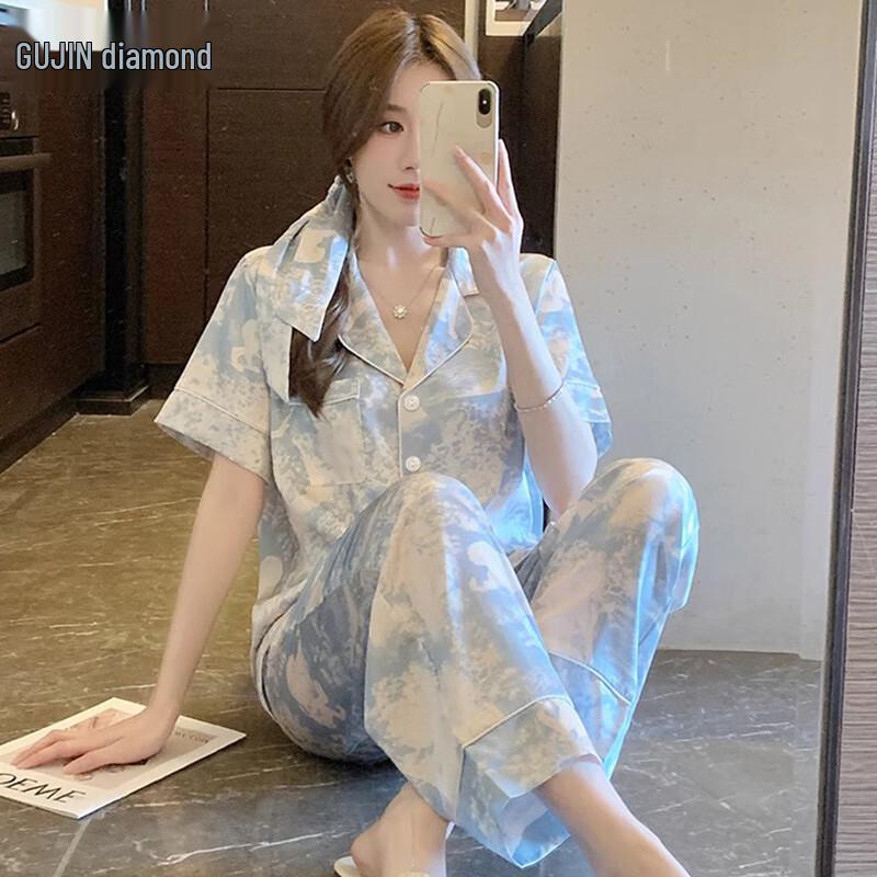 GUJIN Women s Ice Silk 3-Piece Loungewear Set XL