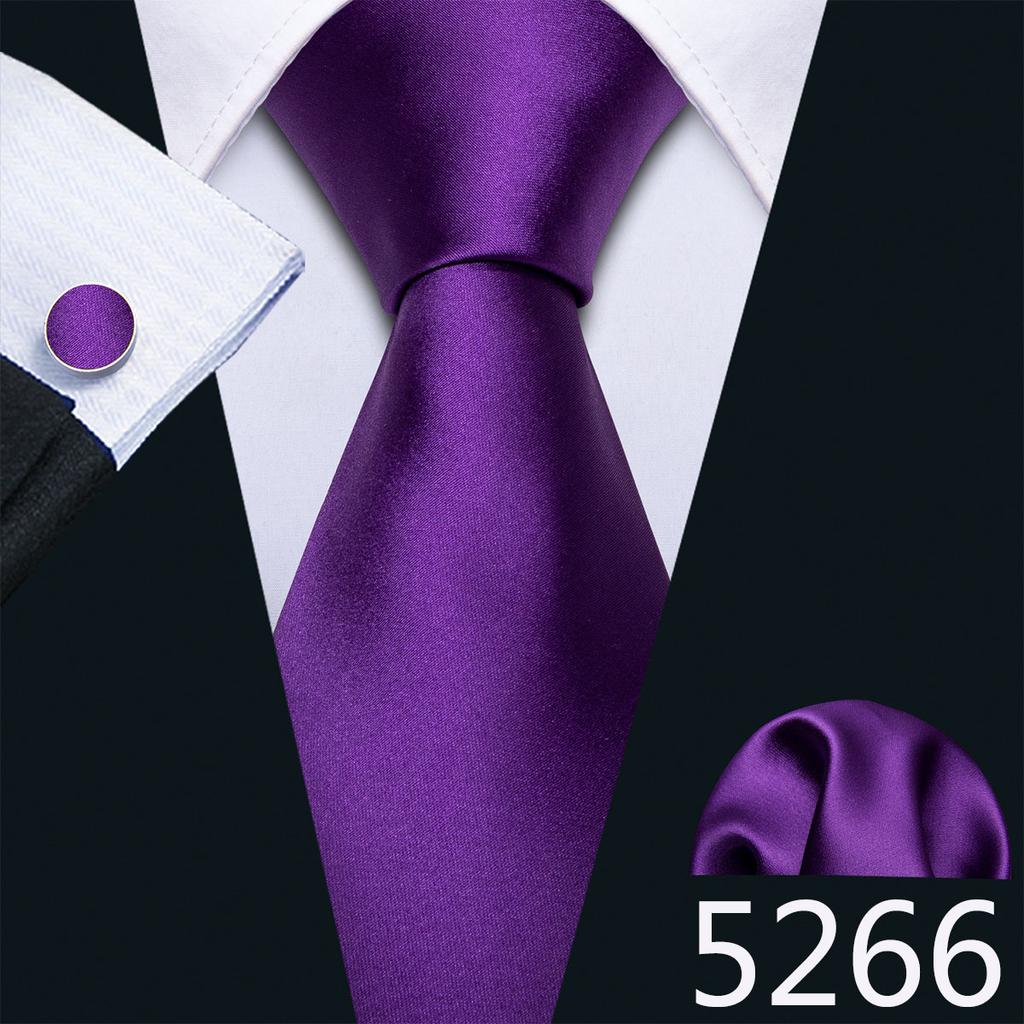 Barry.Wang Ties for Men Necktie Hankerchief Cufflinks Set Burgundy Striped Jacquard Wedding