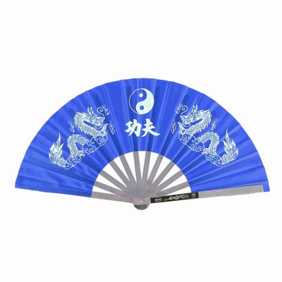 Ventaglio in acciaio inossidabile per Tai Chi, arti marziali, Kung Fu, danza, allenamento e performance, blu