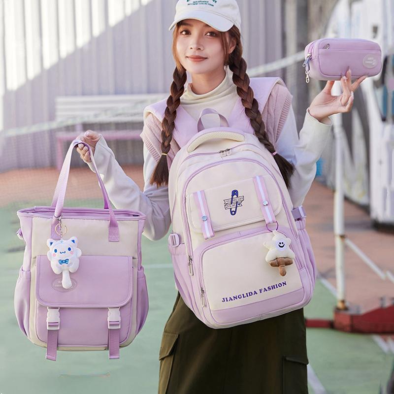 

Junior High School Girls School Bag Three Piece Set Tutoring Bag Can Be Carried and Lifted Large Capacity Student Campus Backpack