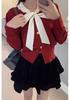 Elegant Bow Tie Lace-Up Long Sleeve Knit Cardigan for Women