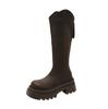 2025 Damen Overknee Langstiefel Dicke Sohle Ritterstil Herbst Winter Neu Wind Dicker Absatz Elastische Slim Stiefel