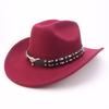 New Western Cowboy Hat Cow Head Belt Accessories Cowboy Hat Versatile Solid Color One-word Retro Cowboy Hat