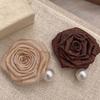 Hairpin Dry Rose Flower Decor Hair Clip with Imitation Pearls Half-Tie Hair Side-swept Hair Claw Vintage Style Hair Accessory