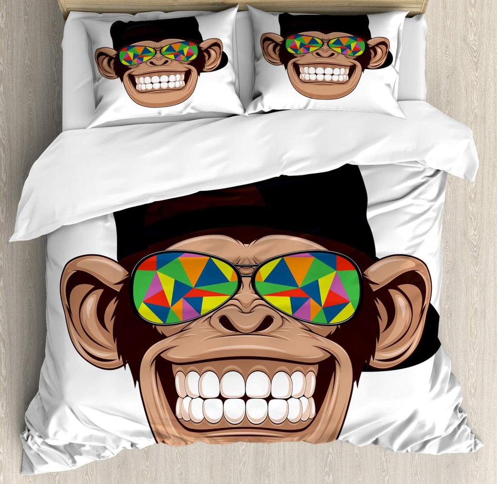 Duvet Cover Set Monkey Printed Duvet Covers Bedding Set For Kids Teenagers Adult Soft Breathable Quilt Cover With Pillowcase