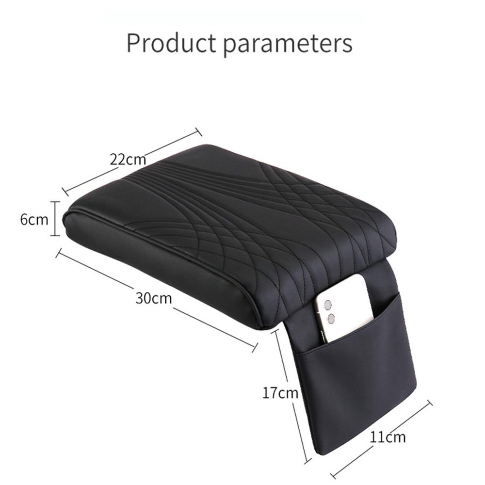 Universal Car Armrest Pad Stripe Center Console Cover Memory Foam + PU Leather