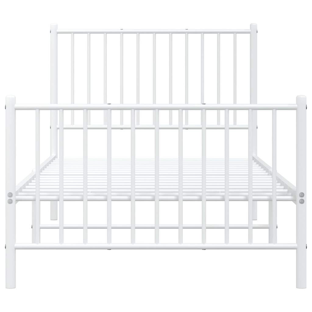 Metal Bed Frame with Headboard and Footboard White 90x200 cm