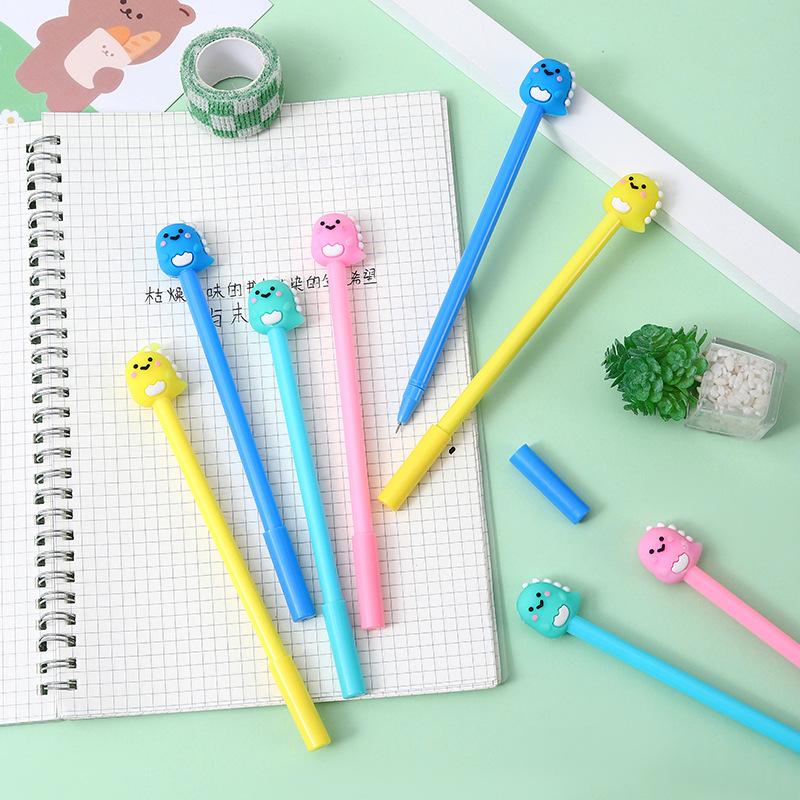 20Pcs Wholesale Creative Cartoon Soft Rubber Dinosaur Gender-neutral Pen, Student Cute Styling Signature Pen Office Supplies