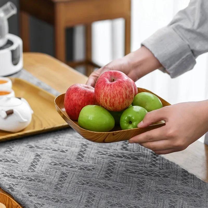 Caja creativa de plástico con imitación de veta de madera para escupir huesos, Bandeja para aperitivos de té de la tarde, Plato con veta de madera, Plato de frutas de alto valor