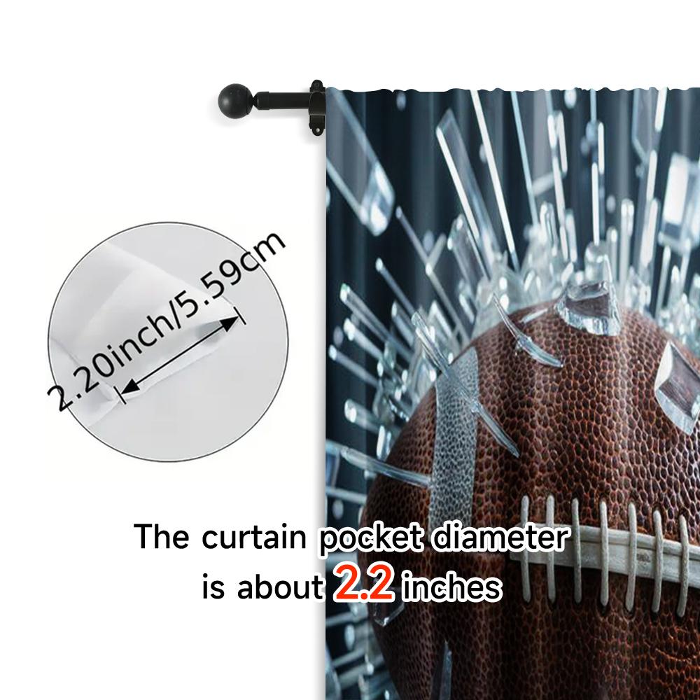 Set Of 2 Curtain Fabric American Football Through Walls Without Rod Stuff Clearance Perfect Living Room Bedroom For Great Made Polyester