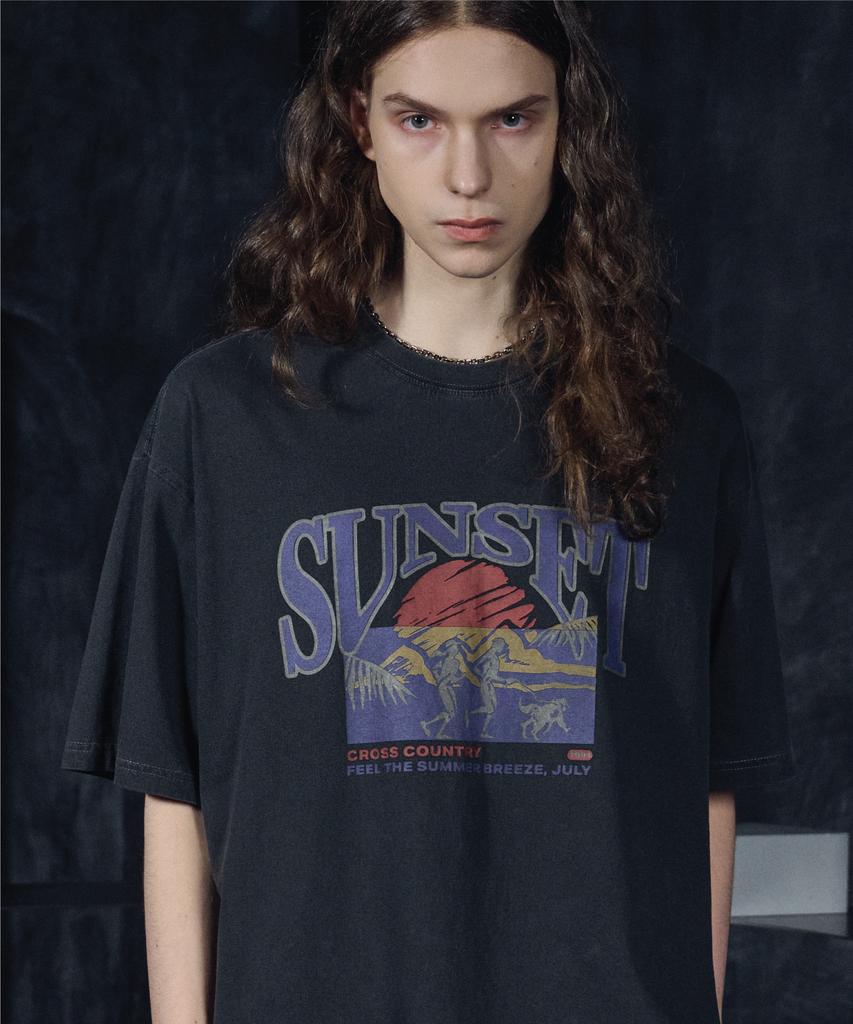 CPGN STUDIO Sunset Running Pigment Short Sleeve T-Shirt Smoke Black