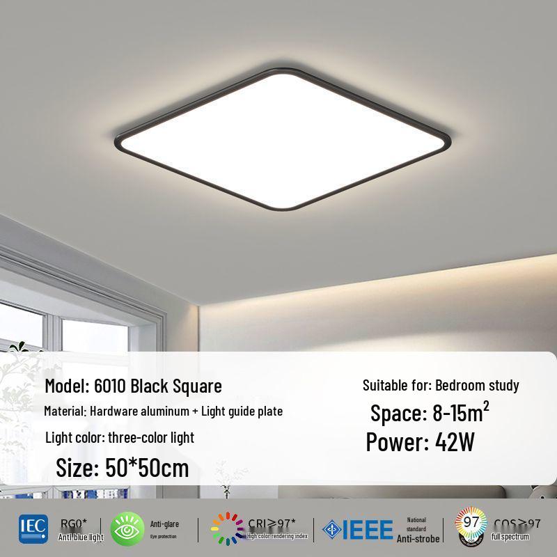 Ultra-Thin Minimalist High-Brightness Modern Ceiling Light Set with Anti-Blue Light for Bedroom and Guest Room
