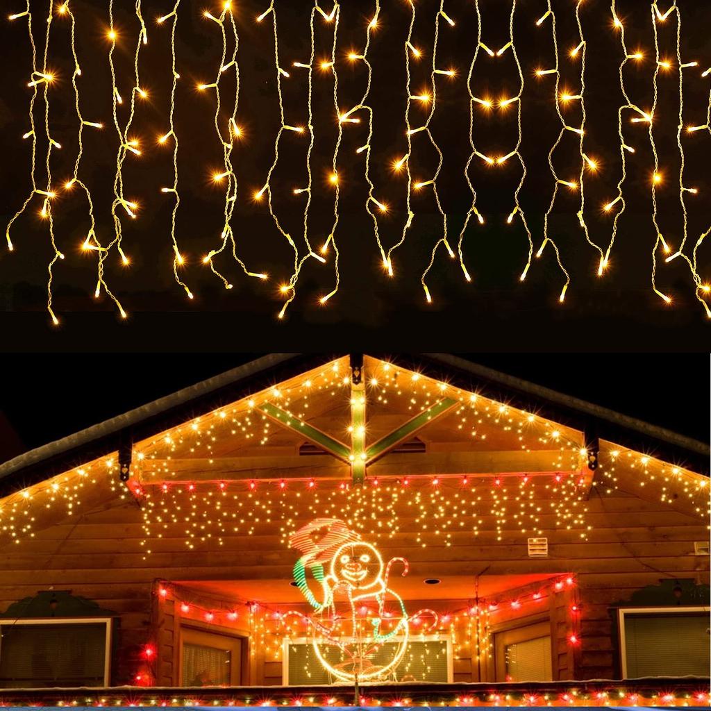 Outdoor Waterproof Curtain String Lights 5 Meters 168 LED Bulbs Suitable for Garden Patio Balcony Decoration and Events