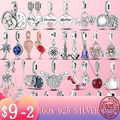 Follow Heart Compass Dangle Charms Beads Pendant Copper Fit Original Bracelets Bangle Diy For Jewelry Making