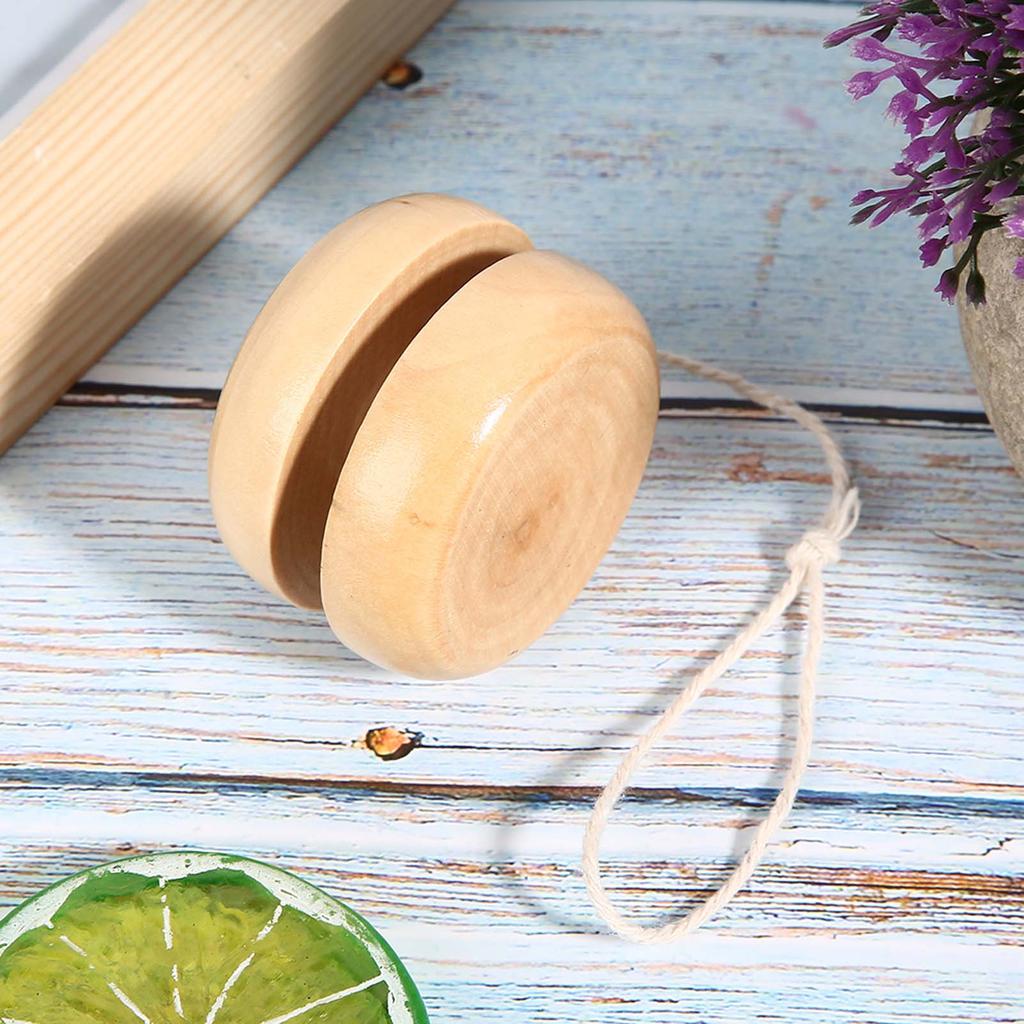 3Pcs Wood Yo Yo Hand Made Crafts Log Color Mini Round DIY Baby Wooden Little Toys