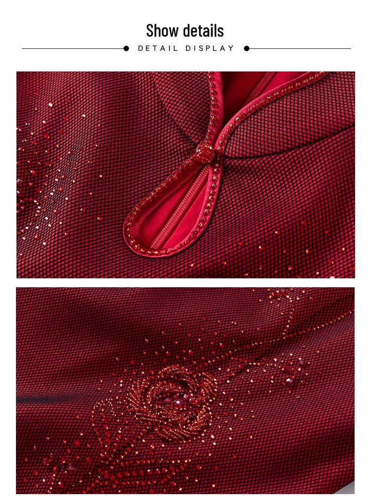 Elegant Spring A-Line Stand Collar Qipao Dress for Weddings and Formal Events