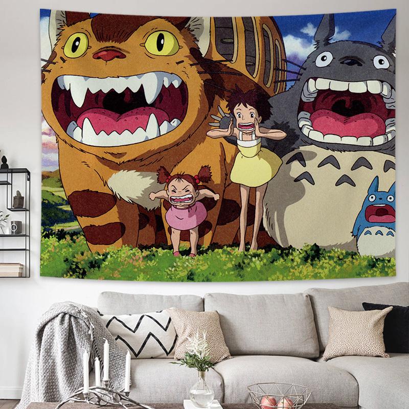 Hayao Miyazaki Totoro Taustariie Ins Rippuv Riie Anime Rippuv Maal Seinale Voodipeatsi Seinavaip Tuba Ühiselamu Seinakate