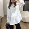 YOMORIO Layered Loose Layered Long Big White T-Shirt, Women's, Fit, Top, Sleeve, Oversized, Silhouette, Cotton,