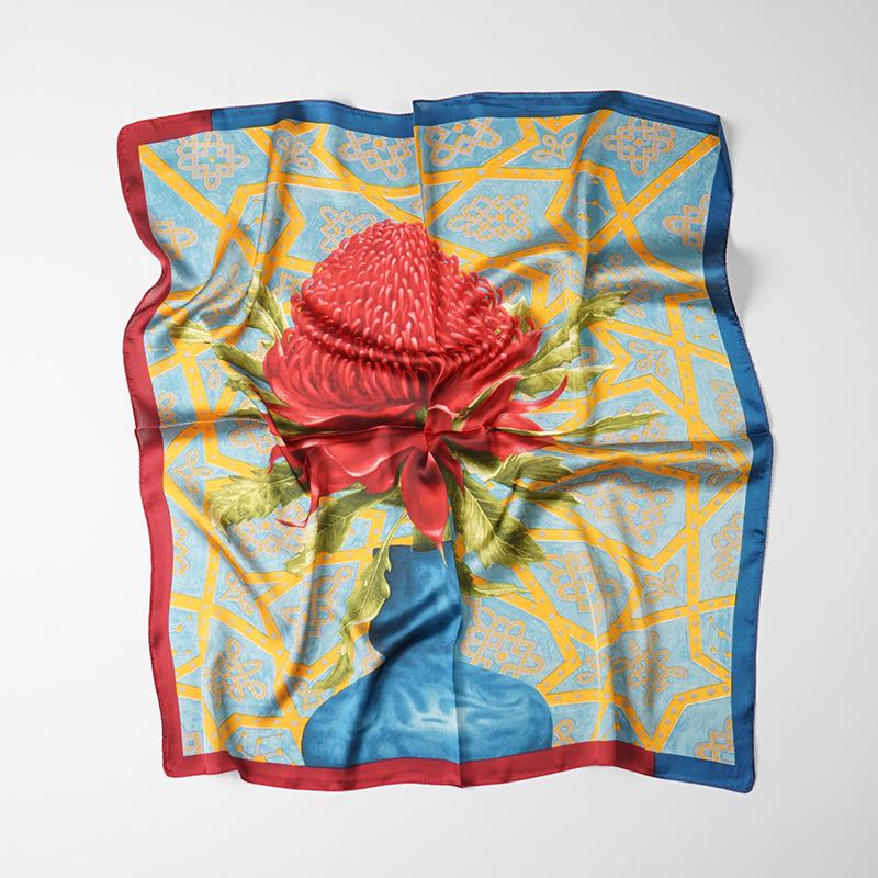 Luxury Printing Silk Scarf 70*70Cm Square Bandelet Women'S Silk Temperament Small Scarf Neck Decorative Wrap Fashion Scarves