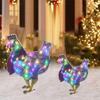 Chicken with Scarf Decor Lights Flat Garden Sculpture Chicken Ornaments for Lawn Yard Holiday