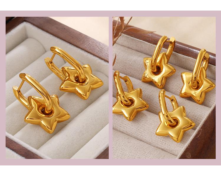 Classic Star Pendant Square Hoop Earrings for Women