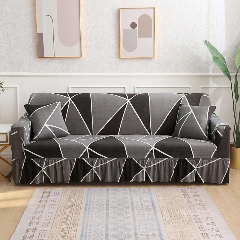 1/2/3/4 seater sofa Couch Cover with Skirt Durable Washable High Elastic Stretchable Easy Fit Universal Furniture Protector