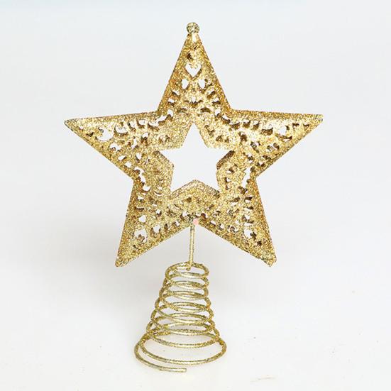 Christmas Decoration Anti-deform Five-pointed Star/Elk Glittering Christmas-Element Home Decor Decoration Accessory Christmas Tree Top Star for Party