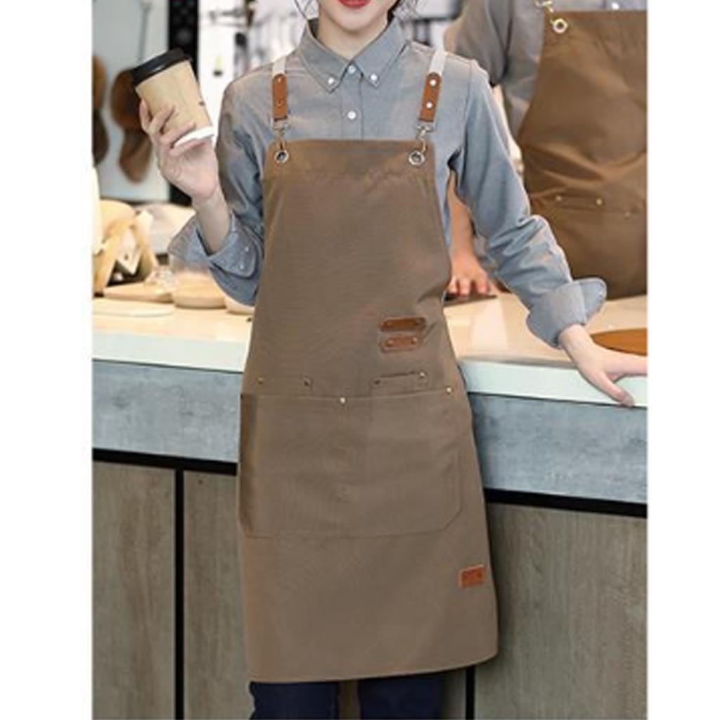 Canvas Apron Waterproof Adjustable Strap Stylish Comfortable Chef Apron for Coffee Nail Baking Shop