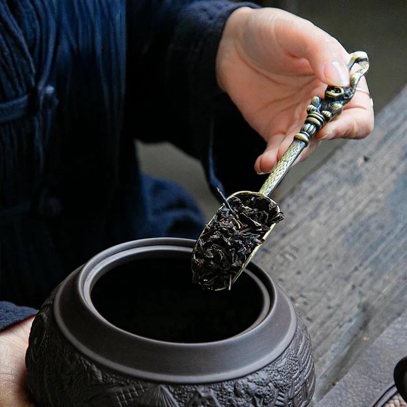 Vintage Alloy Teaspoon Household Food Measuring Tool Use To Take Tea-Leaves Ware Scoop Spatula Kung Fu Tea Ceremony Accessories