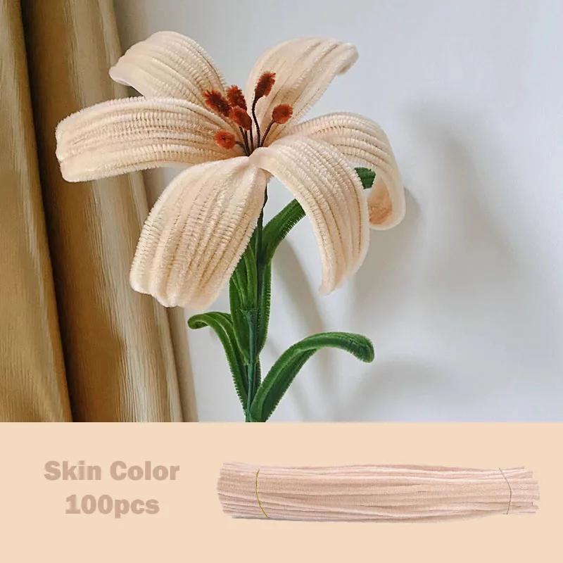 100Pcs Colorful Chenille Stems Pipe Cleaners Plush Tinsel Stem Wired Twist Sticks Hair Strip Diy Craft Educational Toys Handmade