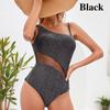 Nová móda Jednobarevná Lesklá síťovina Spliced ​​One Piece Bikini Plavky Sexy krajkové duté plavky s otevřenými zády Exquisite zlaté plážové bikiny