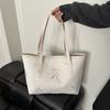 Canvas Tote Bag Grote Capaciteit Met Gestreept Strikontwerp Voor Studenten Casual En Pendelgebruik