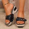 2025 New Women Wedge Sandals Metal Buckle Casual Platform Sandals Women British Style Rome Comfy Soft High Heels Shoes for Women