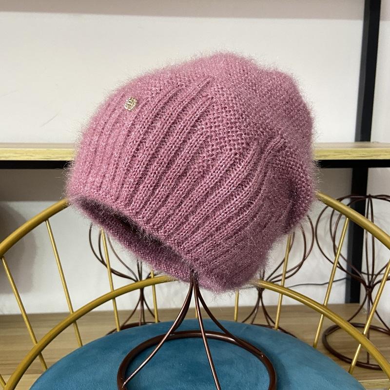 Women's Winter Hats, Girls' Warm Thick Hats, Outdoor Headwear, Knitted Hats, New Elastic Striped Women's Daily Hats with Straps