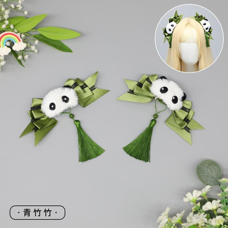 

Bow hairpin tassel antique panda headdress Lolita hair accessories small thing cute double ponytail hairpin