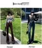 Women's High-Waisted Micro-Flared Slimming Jeans, Summer 2024 Collection, Nine-Point Wide-Leg Petite Fit