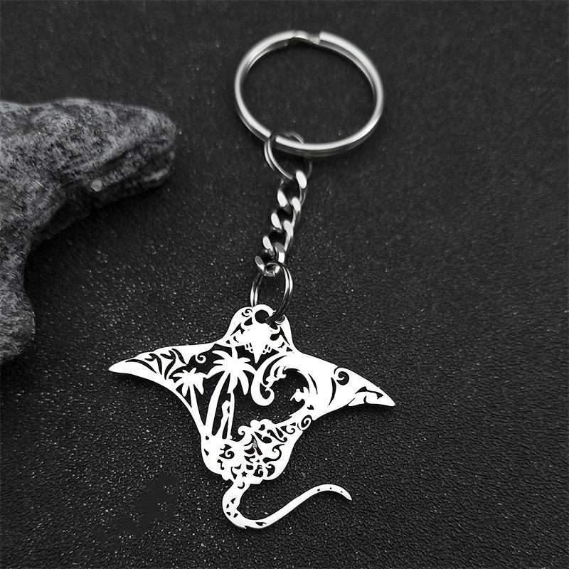 Hollow Manta Ray Sea Devil Fish Necklace For Women Men Stainless Steel Gold Color Coconut Tree Tropical Marine Scenery Jewelry