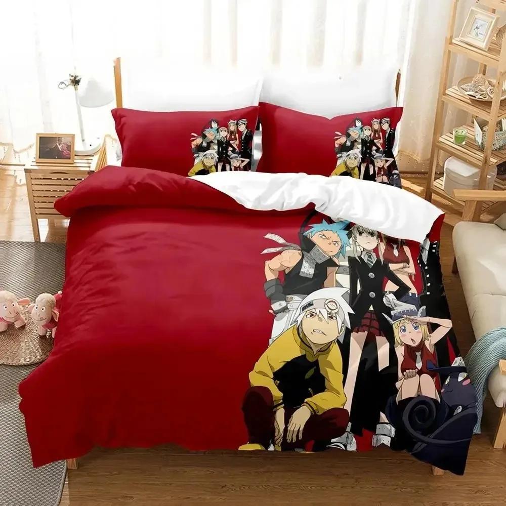 Ny 3D Tecknad Soul Eater Sängklädesset Enkelt Twin Full Queen King Size Sängset Vuxen Barn Sovrum Påslakanset Hemtextilier