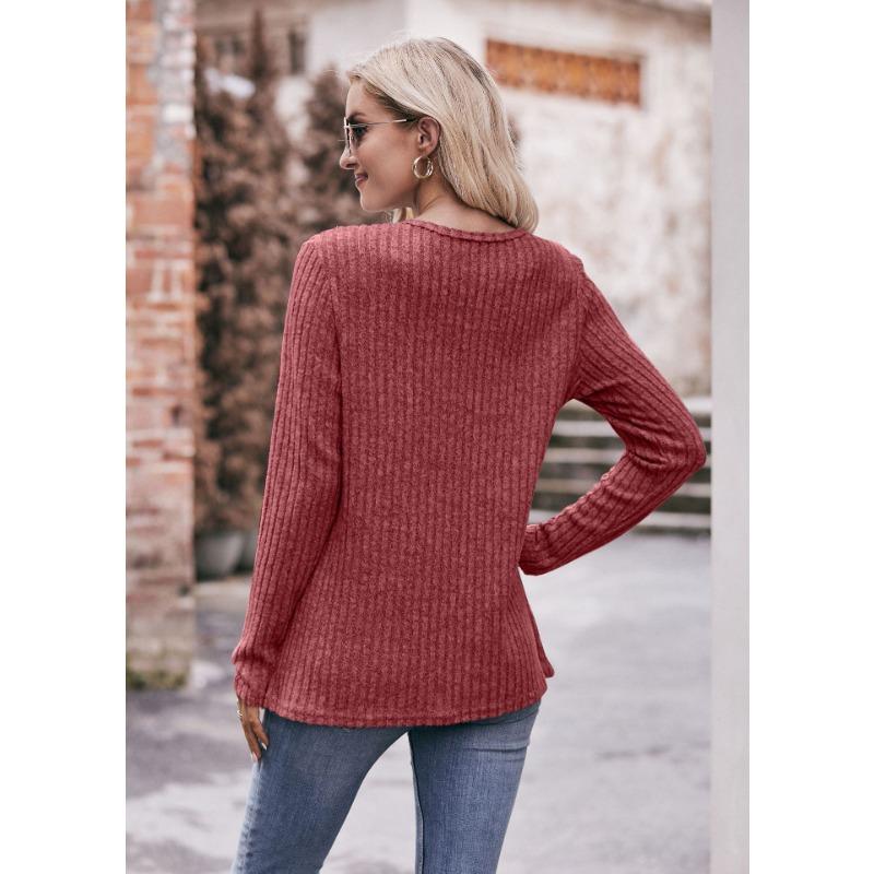 YYFS Damenmode, lässig, Frühling, Herbst, einfarbig, bedruckt, langärmelig, O-Ausschnitt, Blusen und Hemden