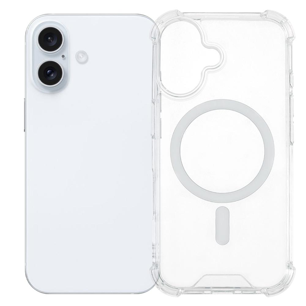 For iPhone 16 Plus Clear Phone Case Compatible with MagSafe 1.5mm Shockproof Back Cover