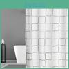 High Quality Square Plaid Shower Curtain With Hooks Waterproof And Mildew Proof Bathroom Essential